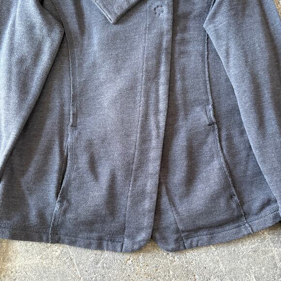 Eddie Bauer Wrap Sweater Size L Gray Cardigan One Button Knit Outdoor Casual - Picture 3 of 11